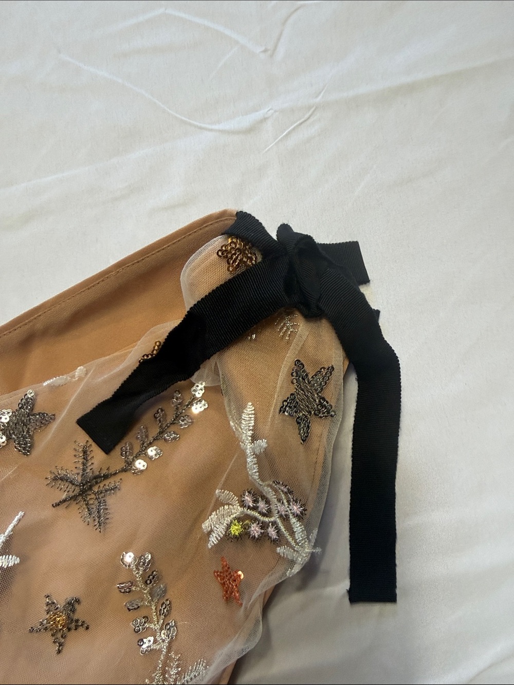 Self-Portrait Nude and Black Embroidered Tulle Party Dress - Picture 7 of 7